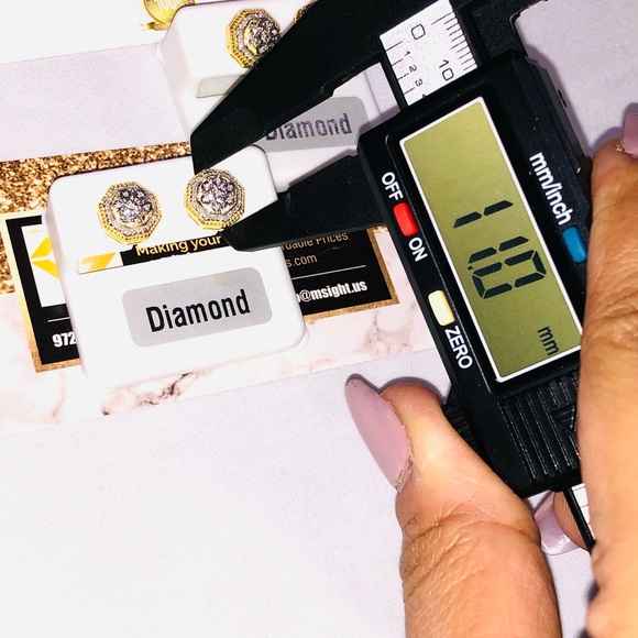 Real diamond earrings, custom designed beautiful gold vermeil natural diamonds - Picture 3 of 6